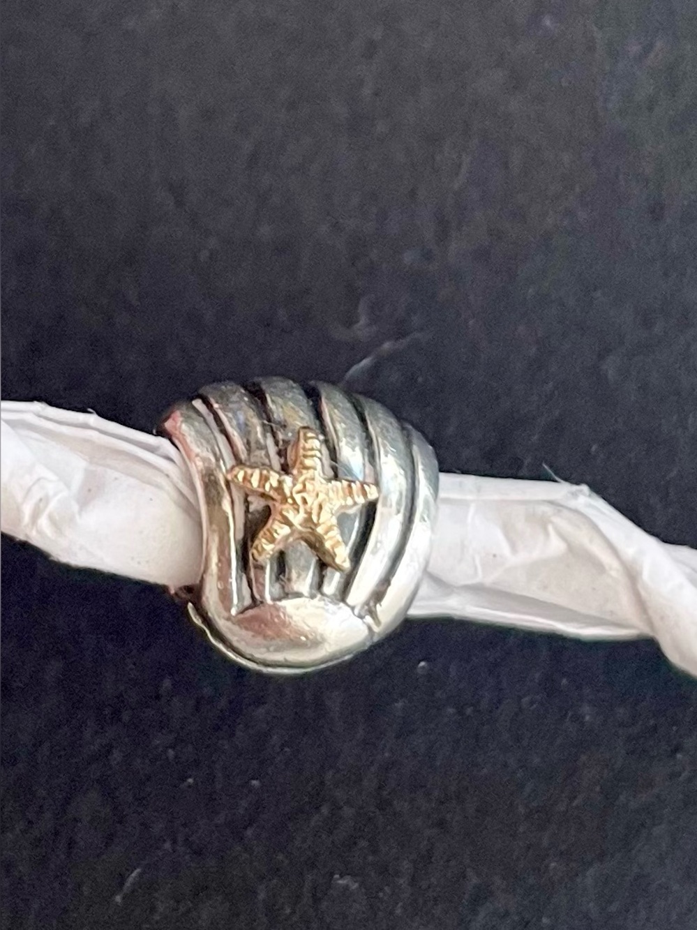 Pandora Authentic Silver Seashell Charm with 14kt Gold Starfish